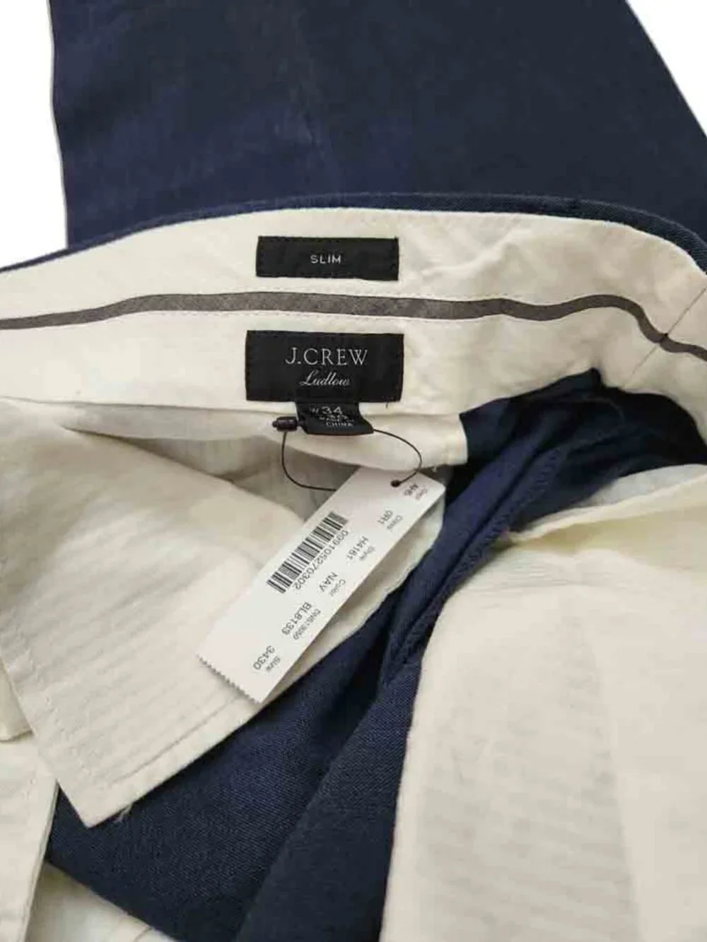 J.Crew Slim Fit Ludlow Linen Cotton Dress Pants Navy Blue 34 X 30 Men's